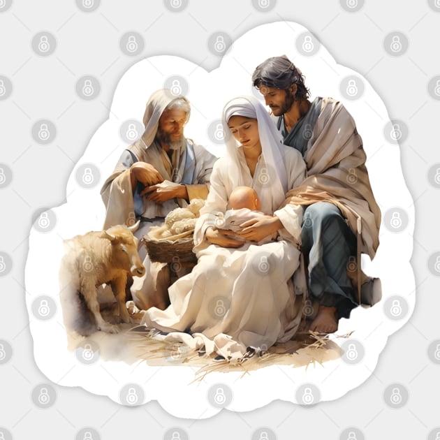 Watercolor Nativity Scene Sticker by nomanians